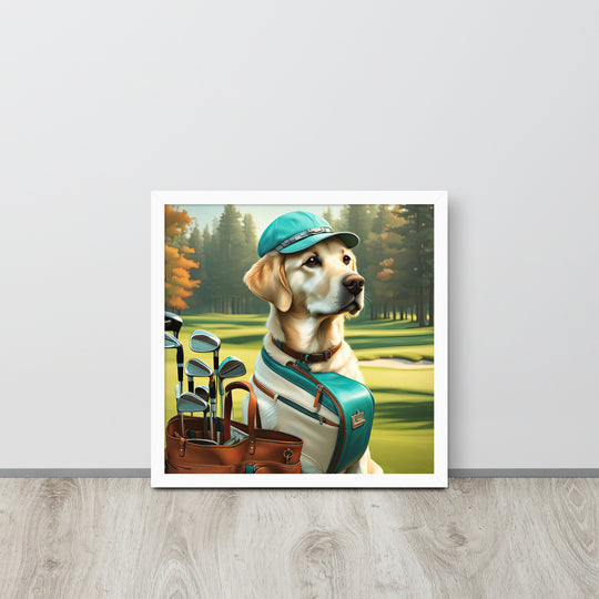 Framed photo paper poster-Labrador Retriever Golfer V10