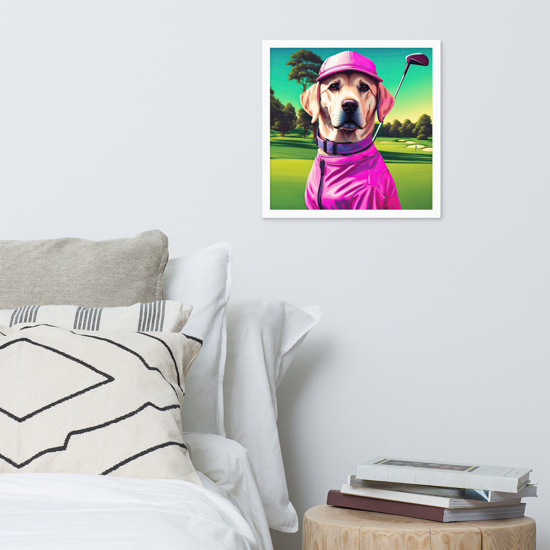 Framed photo paper poster-Labrador Retriever Golfer V16