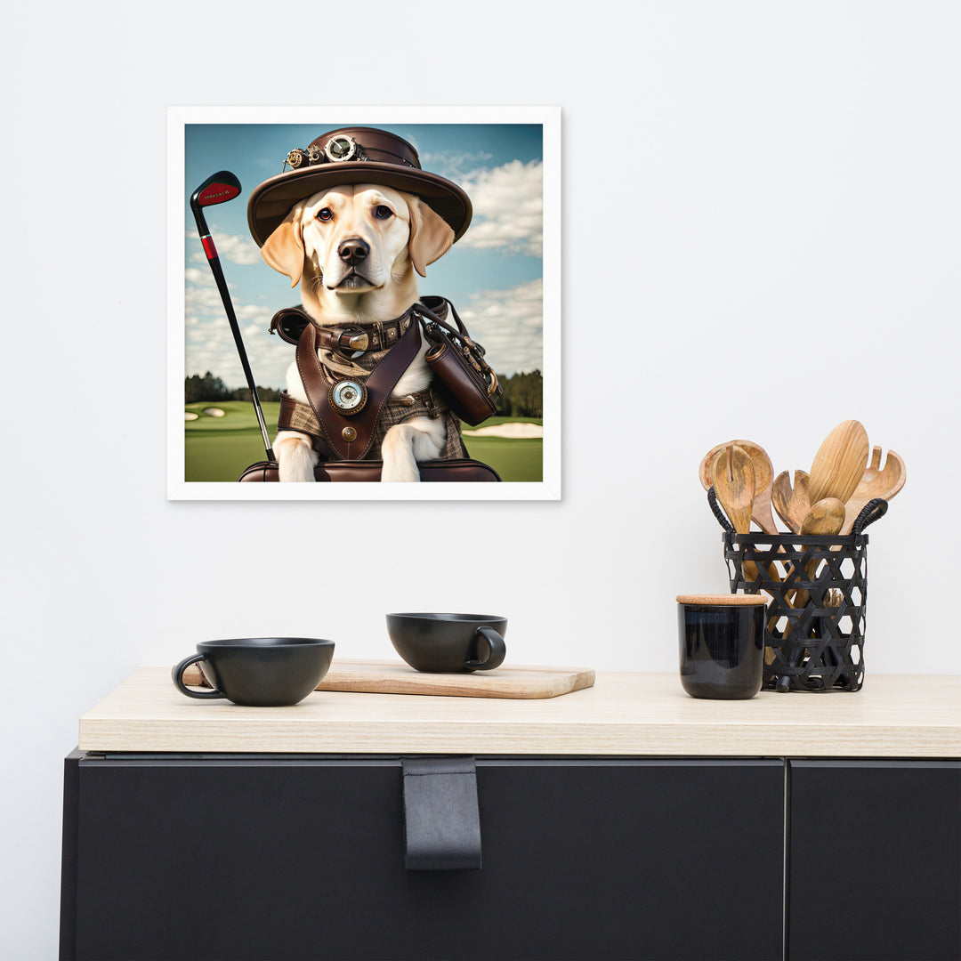 Framed photo paper poster-Labrador Retriever Golfer V20