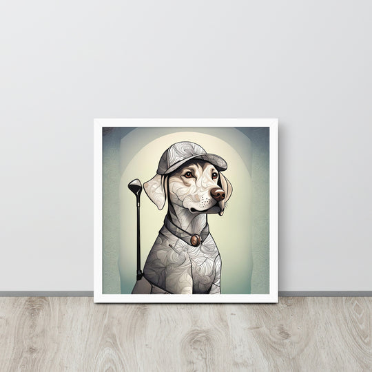 Framed photo paper poster-Labrador Retriever Golfer V22