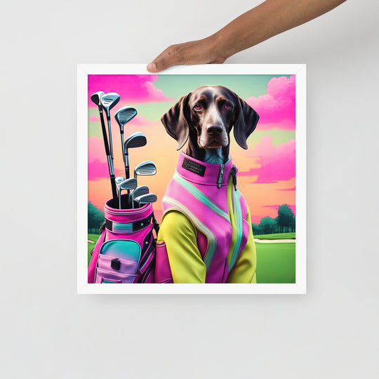 German Shorthaired Pointer Golfer- Framed photo paper poster v3