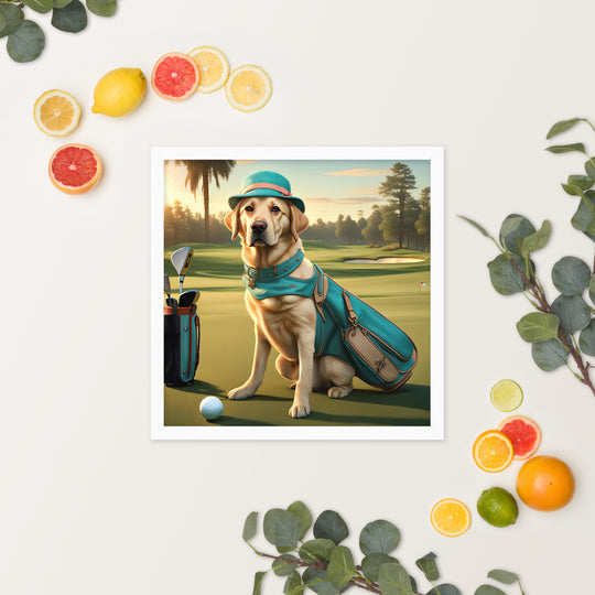 Framed photo paper poster-Labrador Retriever Golfer V12