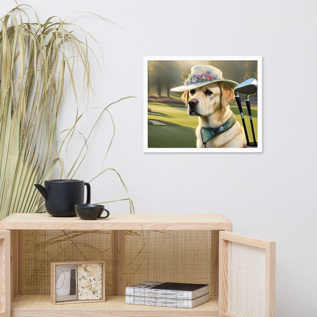 Framed photo paper poster-Labrador Retriever Golfer V5