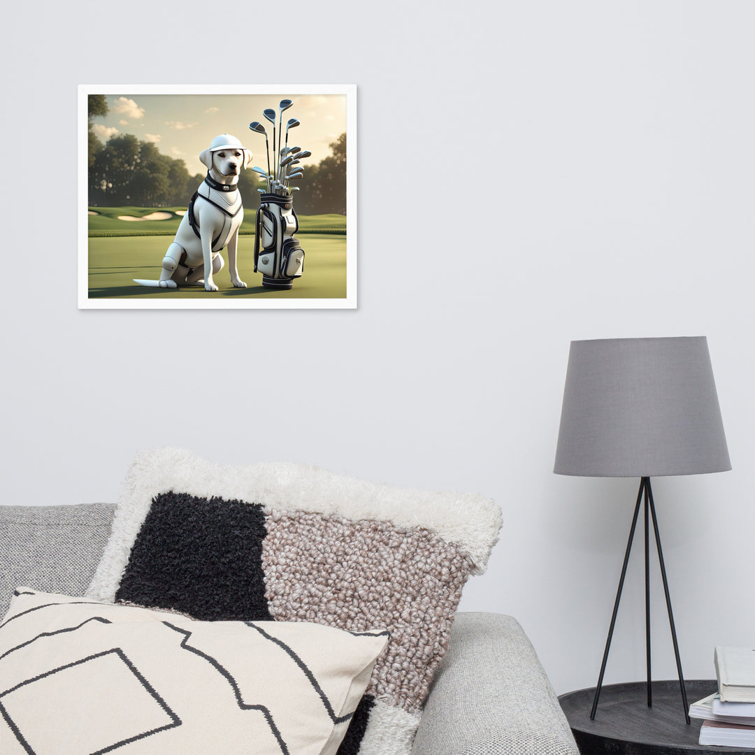 Framed photo paper poster-Labrador Retriever Golfer V6