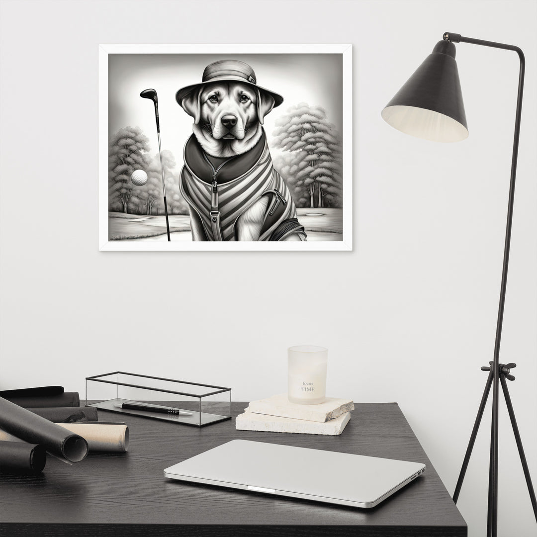 Framed photo paper poster-Labrador Retriever Golfer V7