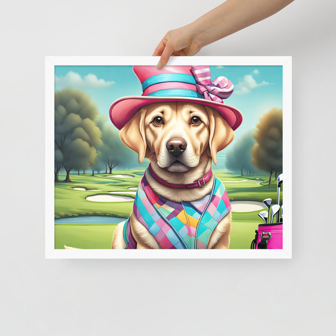 Framed photo paper poster-Labrador Retriever Golfer V9