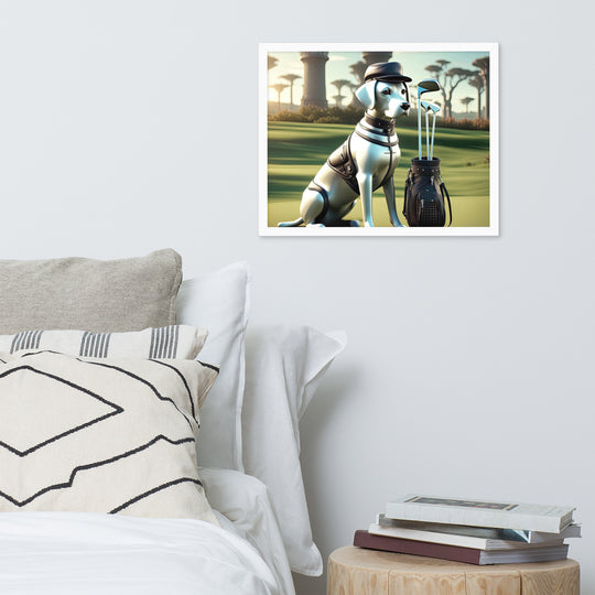 Framed photo paper poster-Labrador Retriever Golfer V18