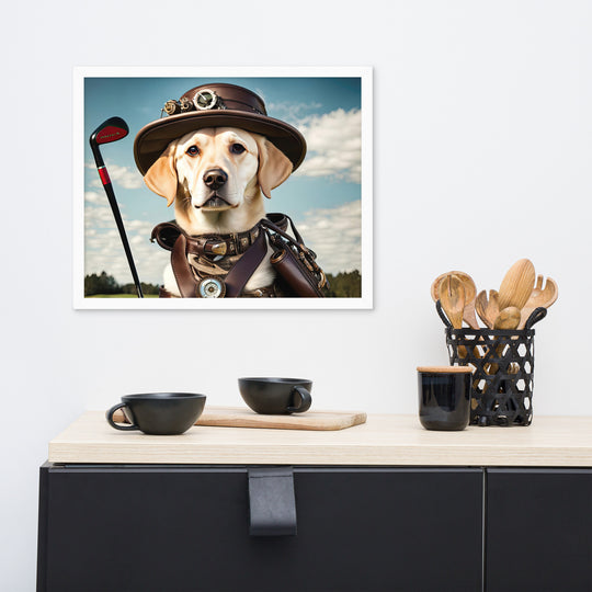 Framed photo paper poster-Labrador Retriever Golfer V20