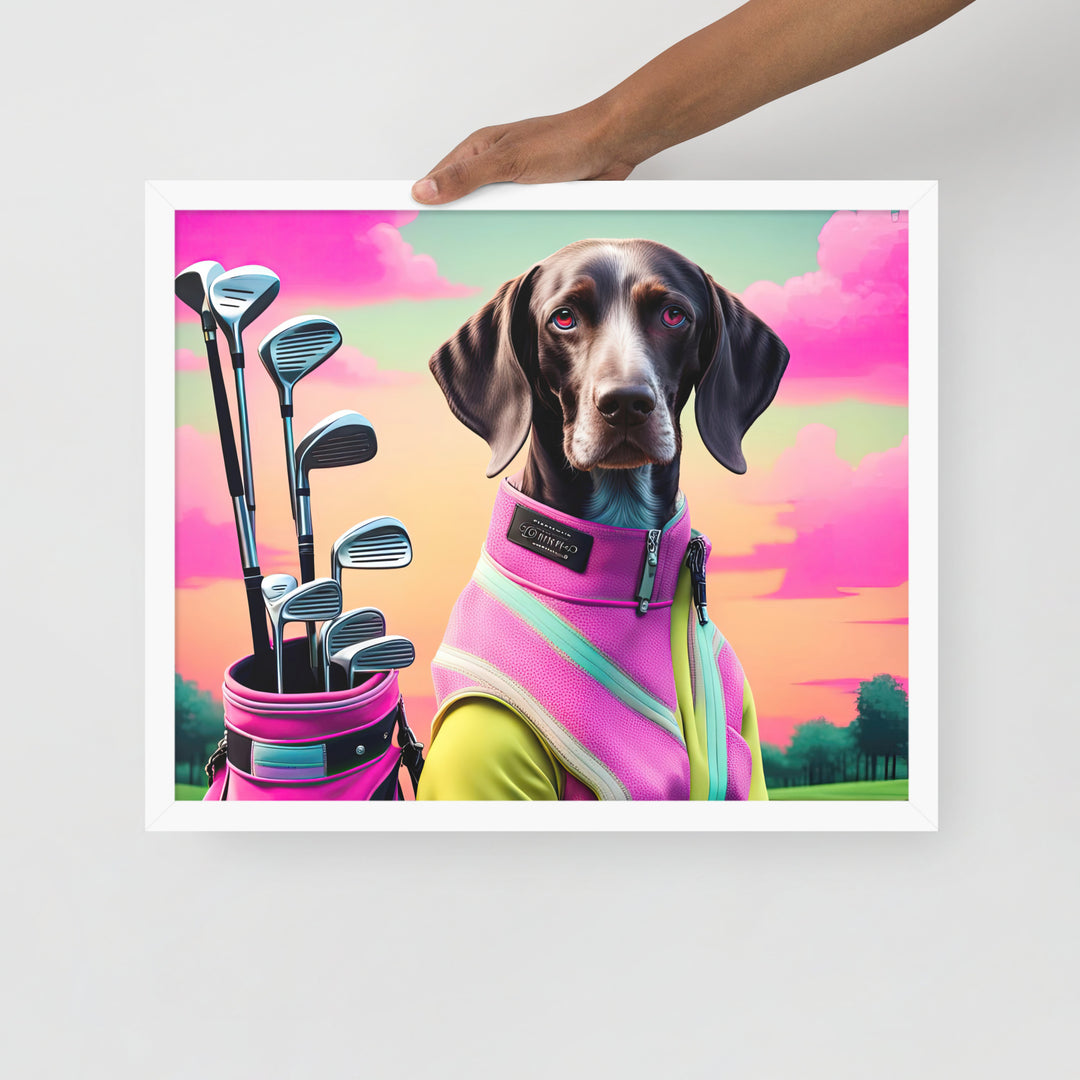 German Shorthaired Pointer Golfer- Framed photo paper poster v3