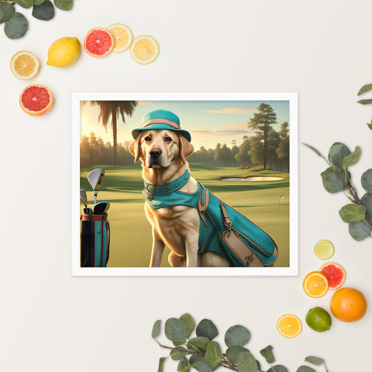 Framed photo paper poster-Labrador Retriever Golfer V12