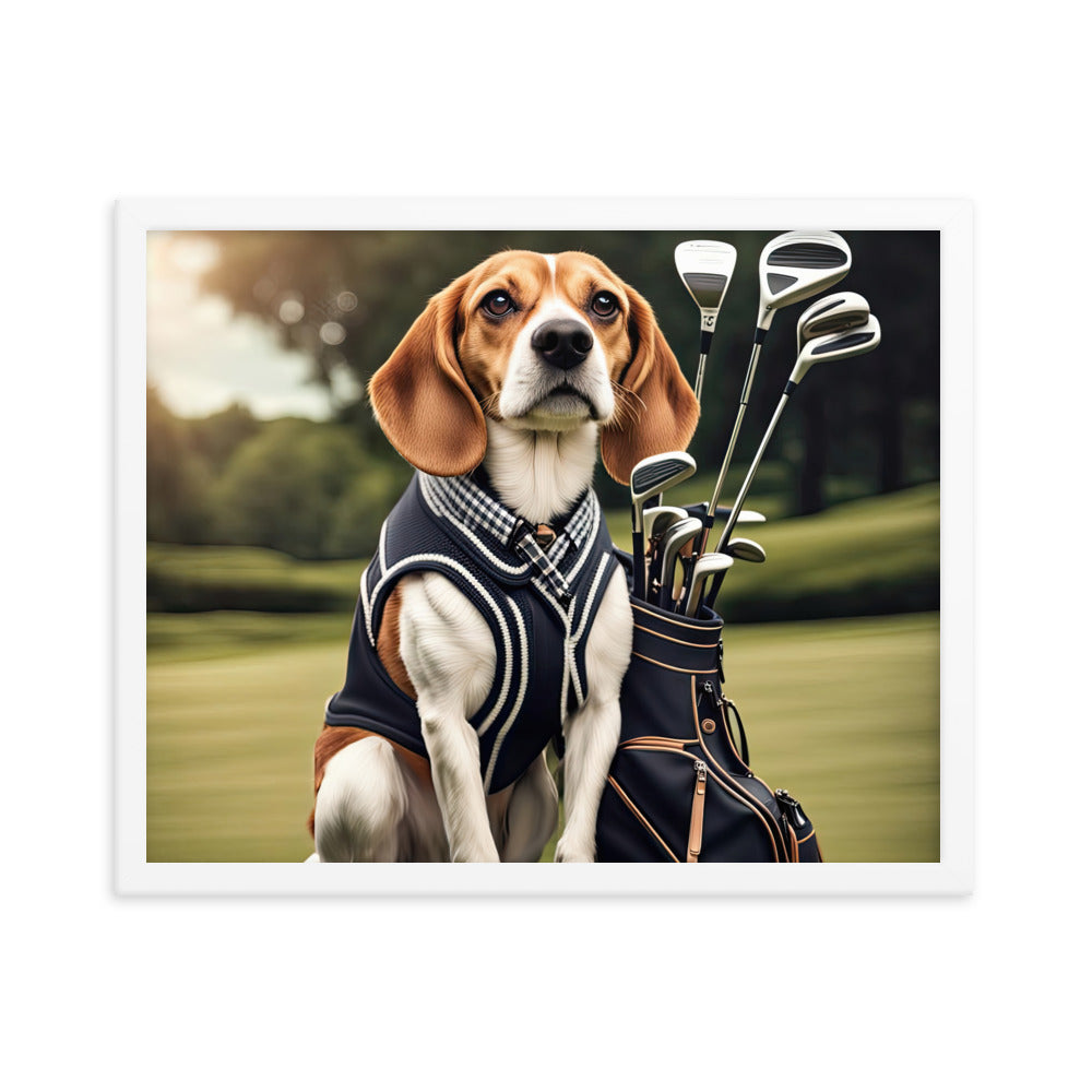 Beagle Golfer- Framed photo paper poster