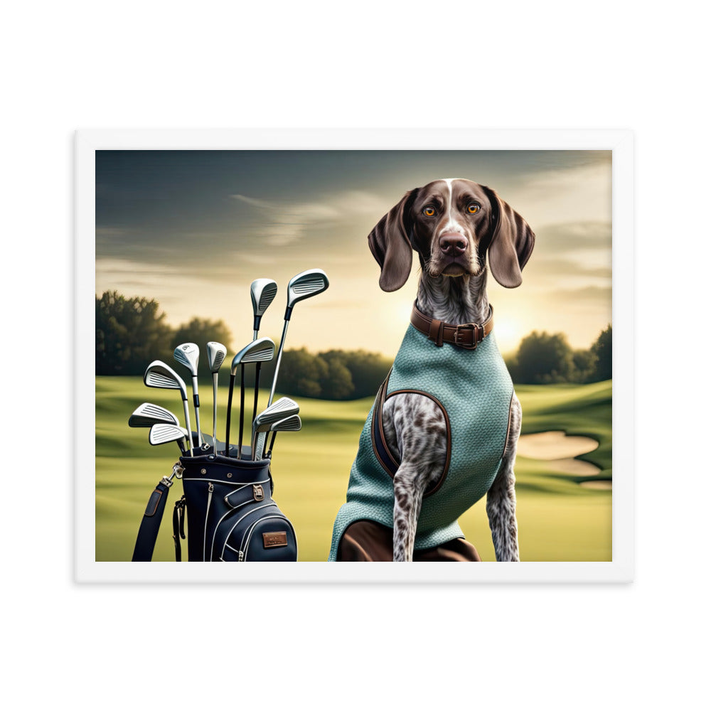 German Shorthaired Pointer Golfer- Framed photo paper poster v2