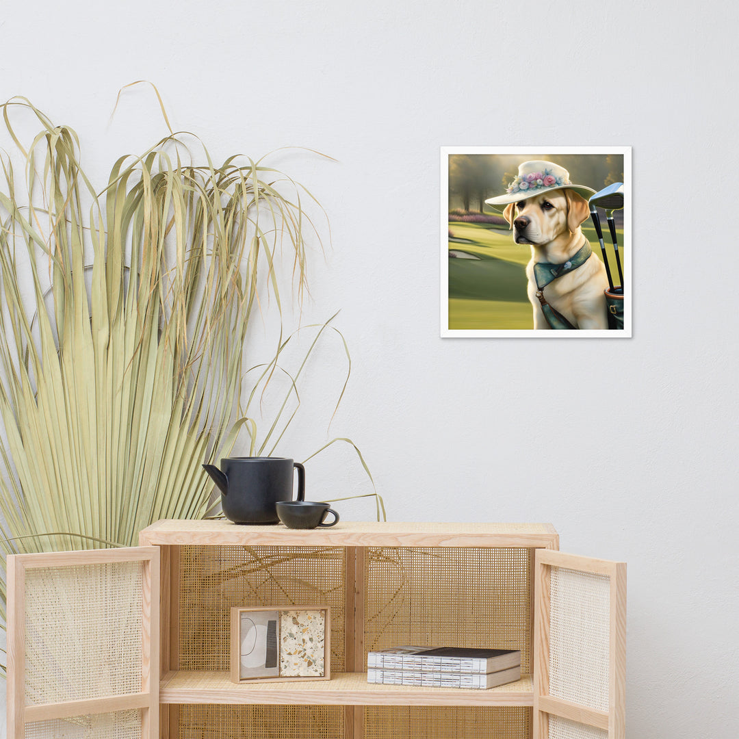 Framed photo paper poster-Labrador Retriever Golfer V5