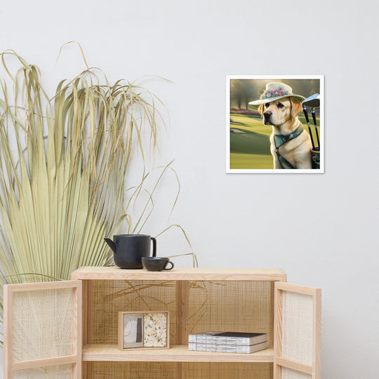 Framed photo paper poster-Labrador Retriever Golfer V5