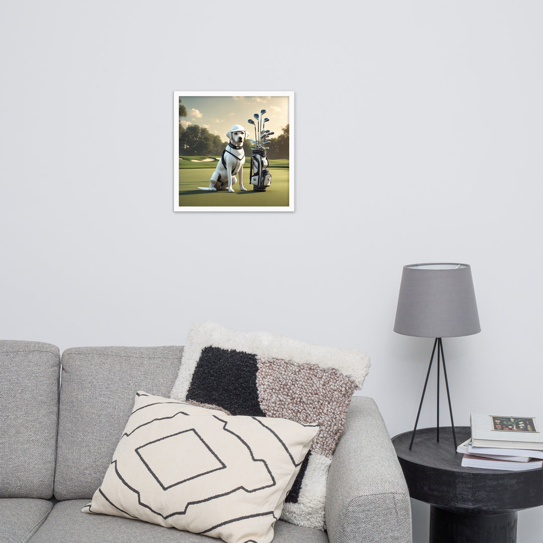 Framed photo paper poster-Labrador Retriever Golfer V6