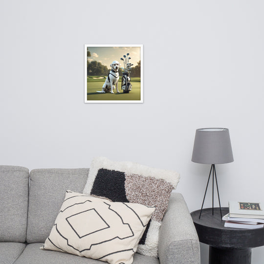 Framed photo paper poster-Labrador Retriever Golfer V6