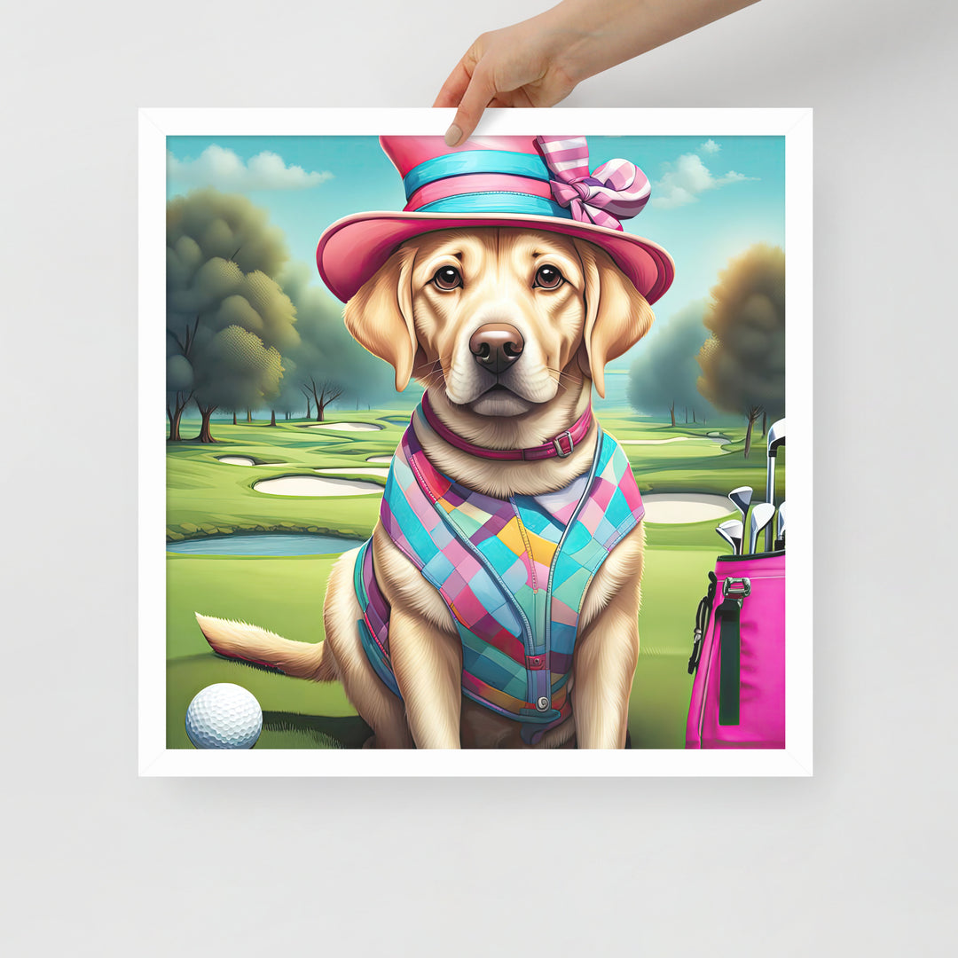 Framed photo paper poster-Labrador Retriever Golfer V9