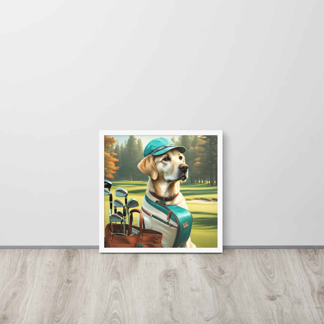 Framed photo paper poster-Labrador Retriever Golfer V10