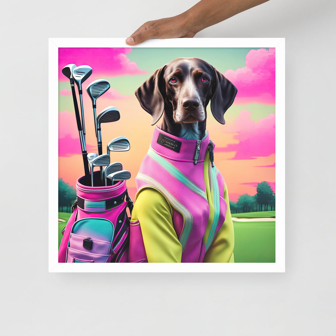 German Shorthaired Pointer Golfer- Framed photo paper poster v3