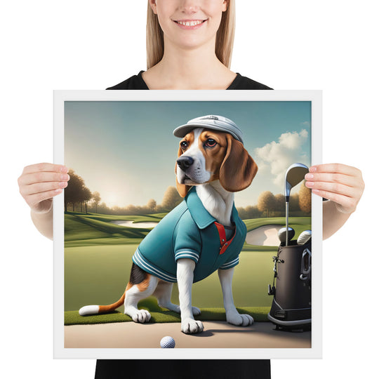 Beagle Golfer- Framed photo paper poster v2