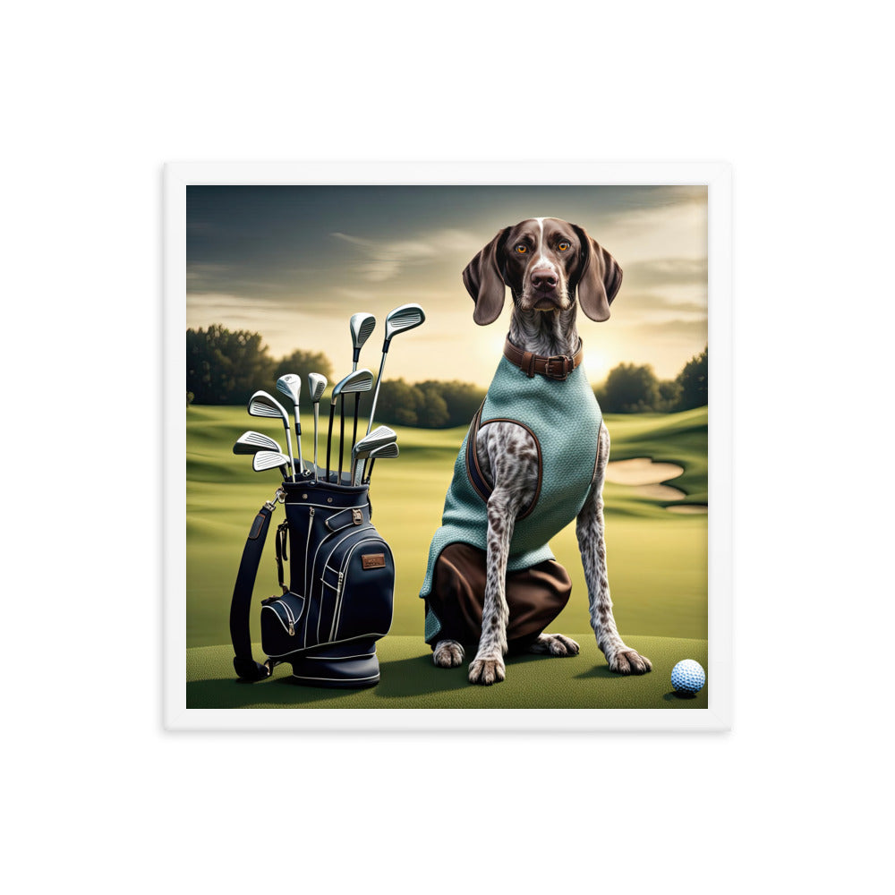 German Shorthaired Pointer Golfer- Framed photo paper poster v2