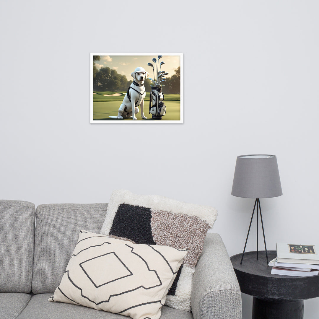 Framed photo paper poster-Labrador Retriever Golfer V6