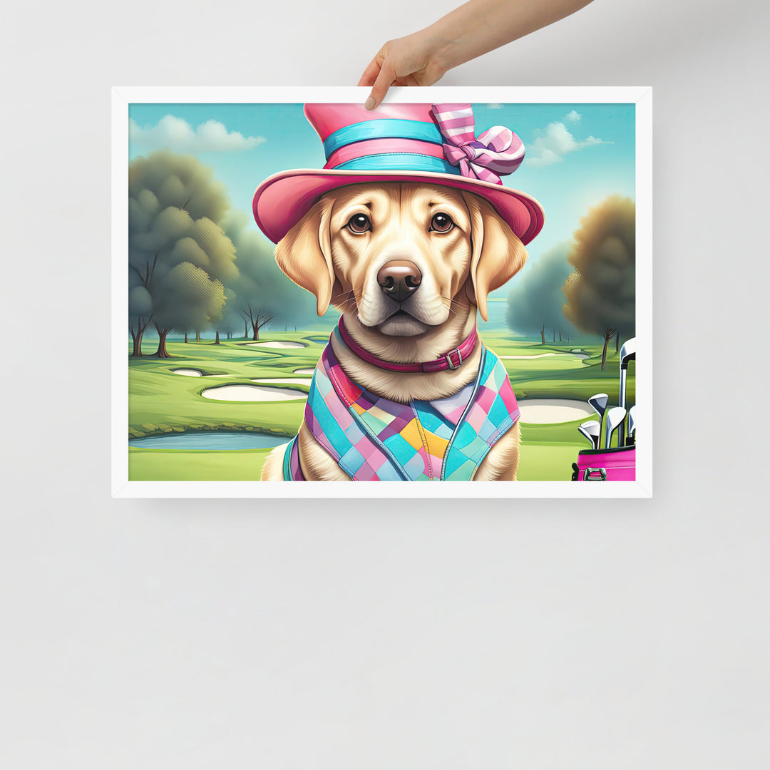 Framed photo paper poster-Labrador Retriever Golfer V9