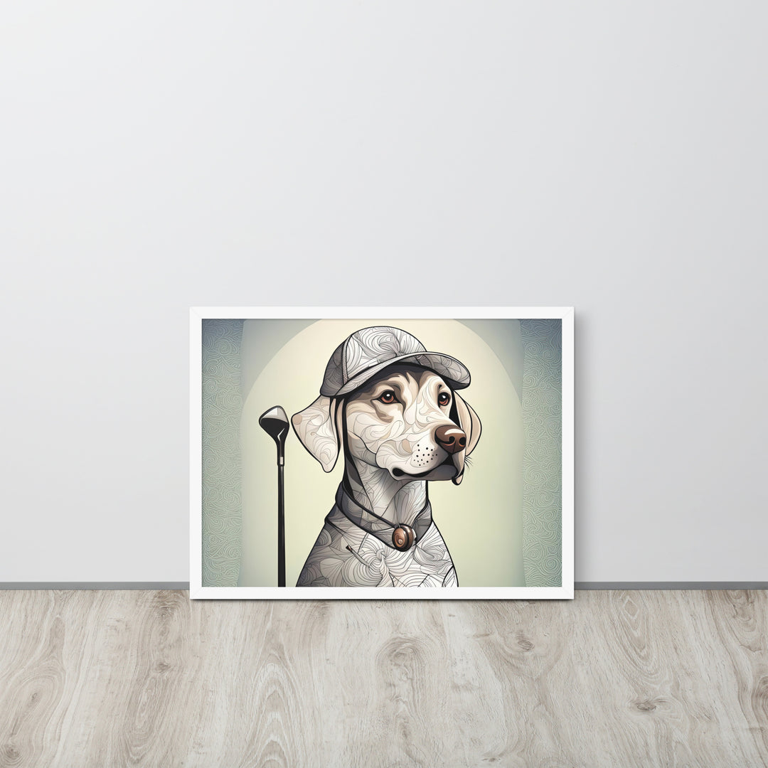 Framed photo paper poster-Labrador Retriever Golfer V22