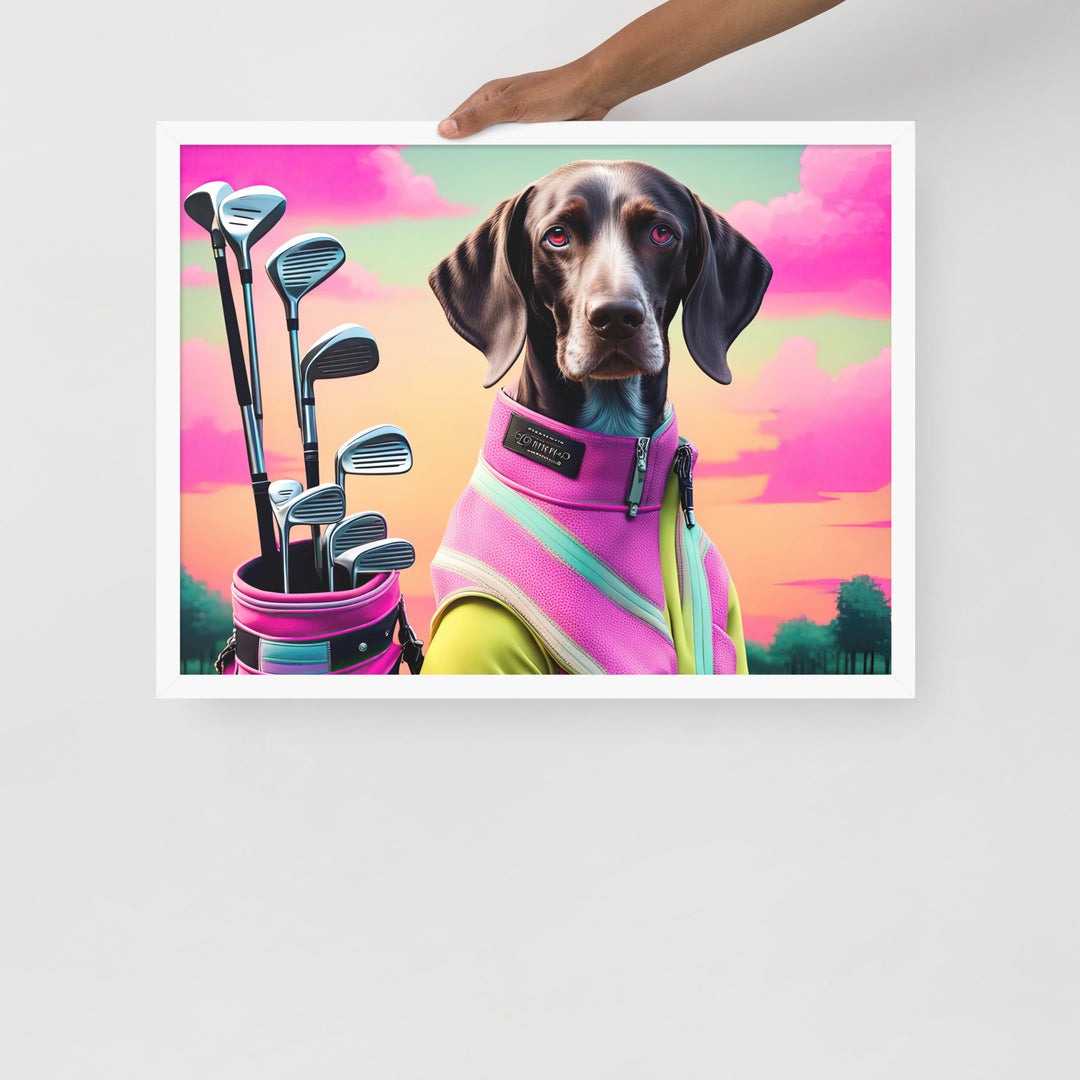 German Shorthaired Pointer Golfer- Framed photo paper poster v3