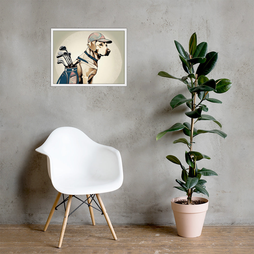 Framed photo paper poster-Labrador Retriever Golfer