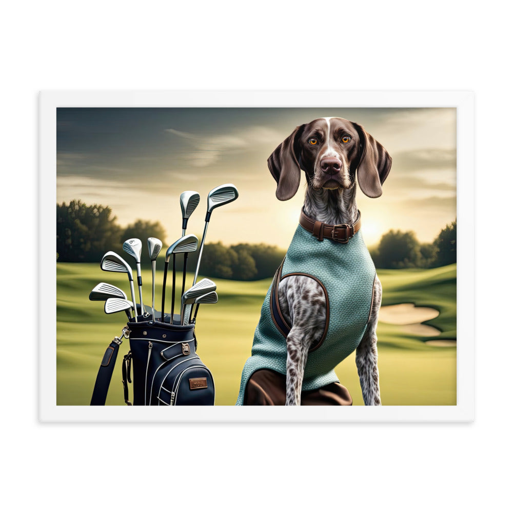 German Shorthaired Pointer Golfer- Framed photo paper poster v2