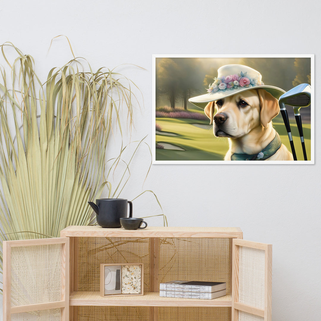 Framed photo paper poster-Labrador Retriever Golfer V5