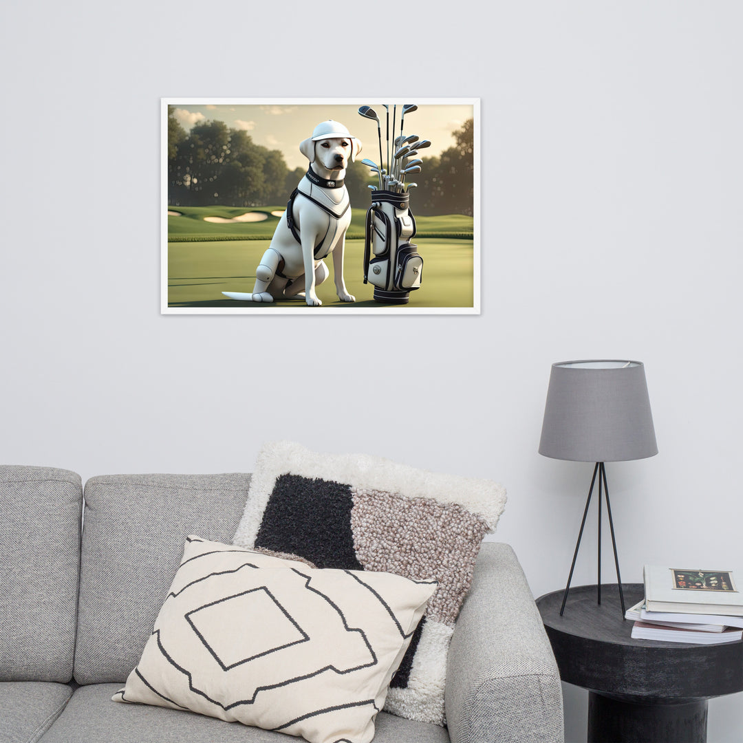 Framed photo paper poster-Labrador Retriever Golfer V6