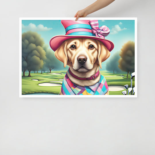 Framed photo paper poster-Labrador Retriever Golfer V9