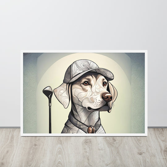 Framed photo paper poster-Labrador Retriever Golfer V22