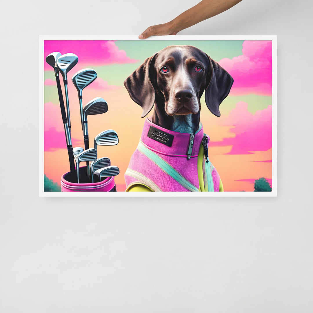 German Shorthaired Pointer Golfer- Framed photo paper poster v3