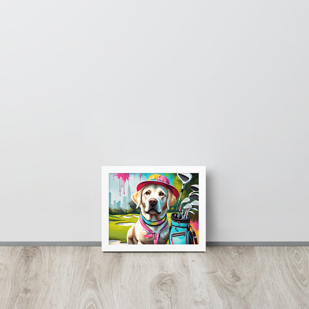 Framed photo paper poster-Labrador Retriever Golfer V15