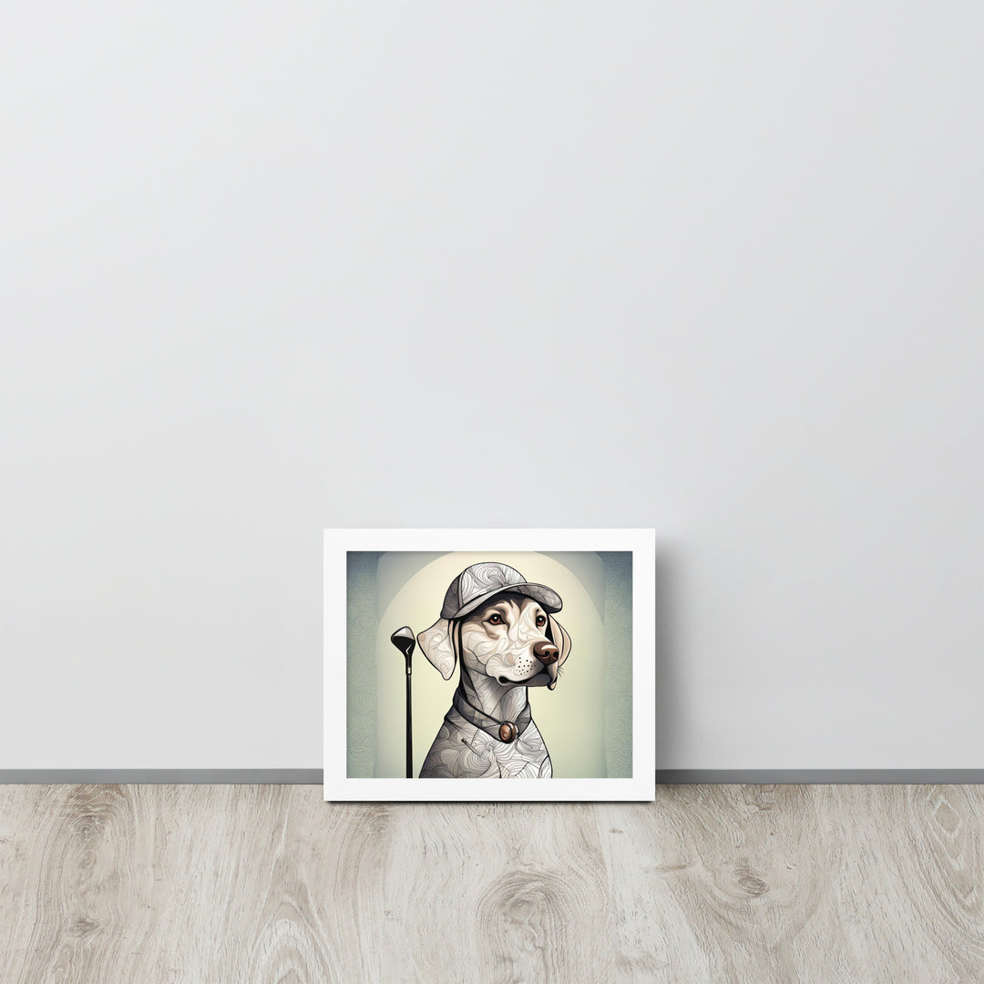 Framed photo paper poster-Labrador Retriever Golfer V22