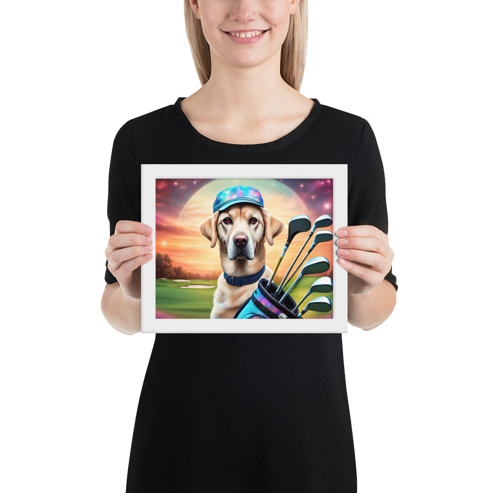 Framed photo paper poster-Labrador Retriever Golfer V12