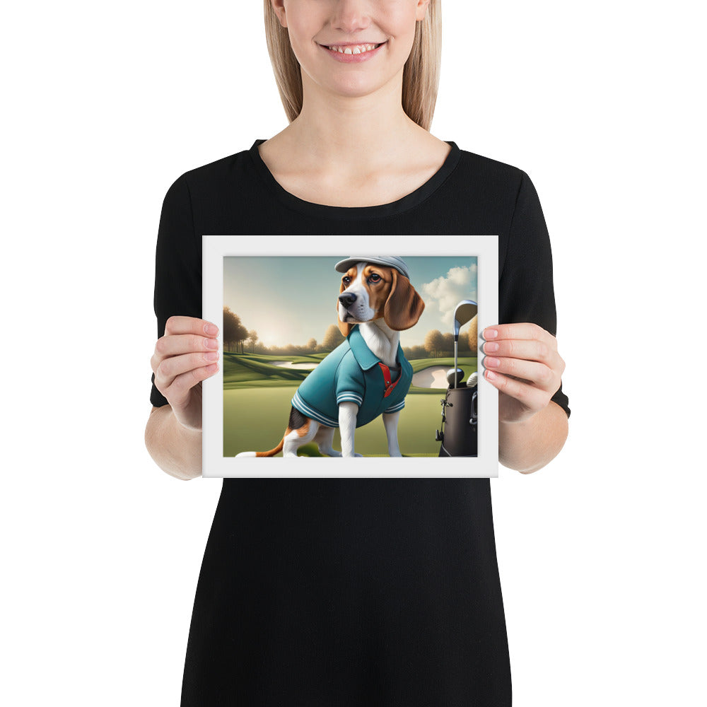 Beagle Golfer- Framed photo paper poster v2