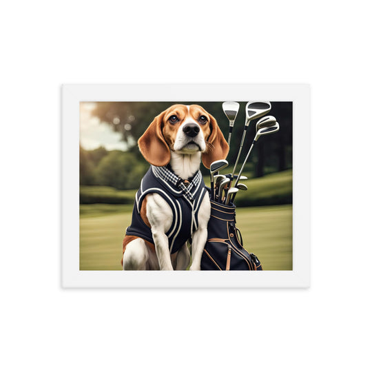 Beagle Golfer- Framed photo paper poster