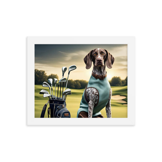 German Shorthaired Pointer Golfer- Framed photo paper poster v2