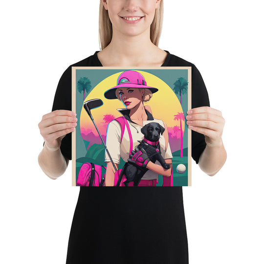 Photo paper poster-Labrador Retriever Golfer V2