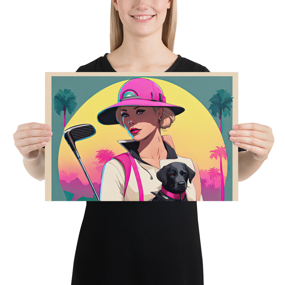 Photo paper poster-Labrador Retriever Golfer V2