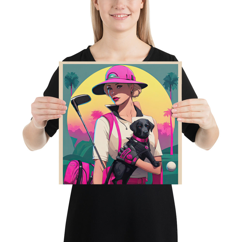 Photo paper poster-Labrador Retriever Golfer V2