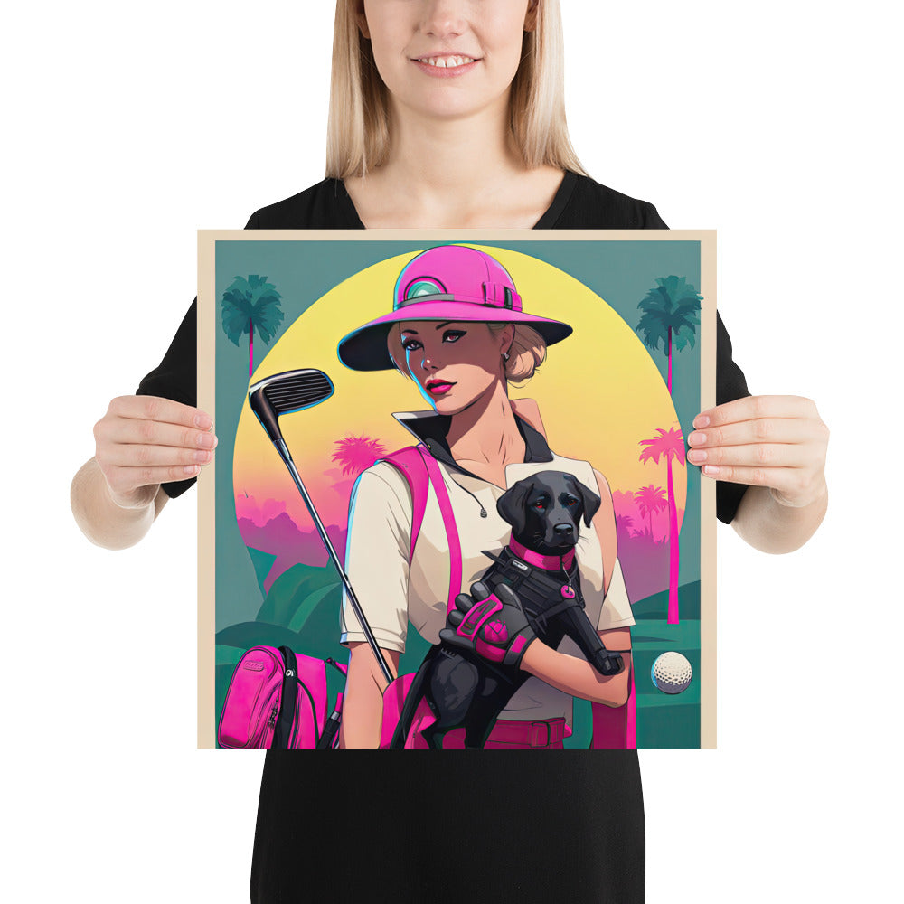 Photo paper poster-Labrador Retriever Golfer V2