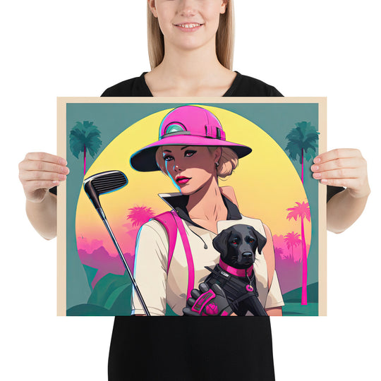 Photo paper poster-Labrador Retriever Golfer V2