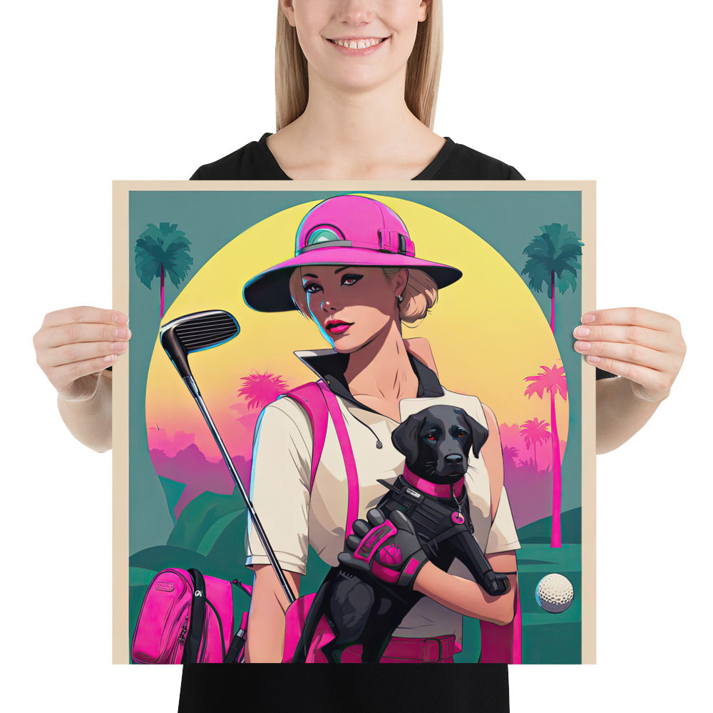 Photo paper poster-Labrador Retriever Golfer V2