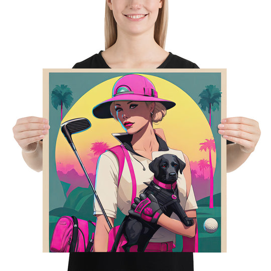 Photo paper poster-Labrador Retriever Golfer V2