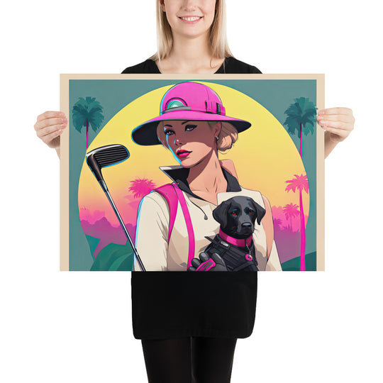 Photo paper poster-Labrador Retriever Golfer V2